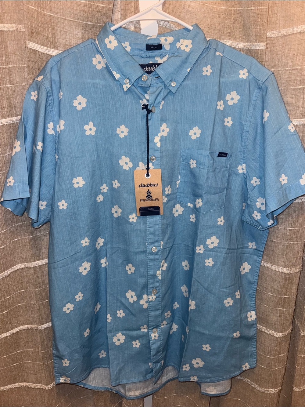 chubbies Light Blue Short Sleeve Floral Button-Down Shirt